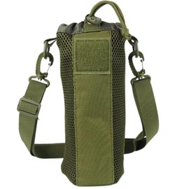 Suitcase Company GPT Plastic Bottle Holder, Large Plastic Bottle Case, Shoulder Strap Thread, D-Ring, Military Backpack, Belt, Attached, Fixed, 1L, 1.5L, Large Capacity, Plain, Green