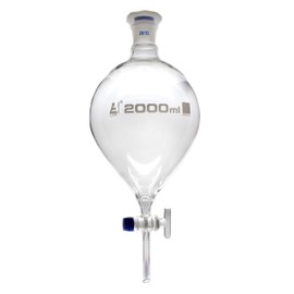 Separating Funnel, 2000ml - Pear Shaped - 29/32 Plastic Stopper, Glass Key Stopcock, Stem with Cone - Borosilicate Glass - Eisco Labs