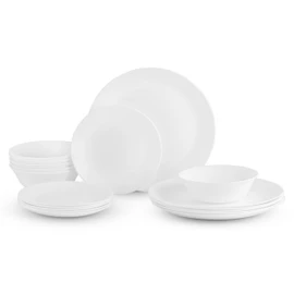 Cello Regal Dinnerware Set of 18 pieces, Service for 6, Chip & Scratch Resistant, Lightweight Round Plates and Bowls Set, Microwave & Dishwasher safe, Opalware Dinner Set, Plain