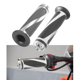 Flaconi 2 x motorcycle grips, throttle grip, motorcycle, throttle grip, motocross grips, motorcycle gas handles, pro taper handles, scooter handles, suitable for motorcycles (silver)