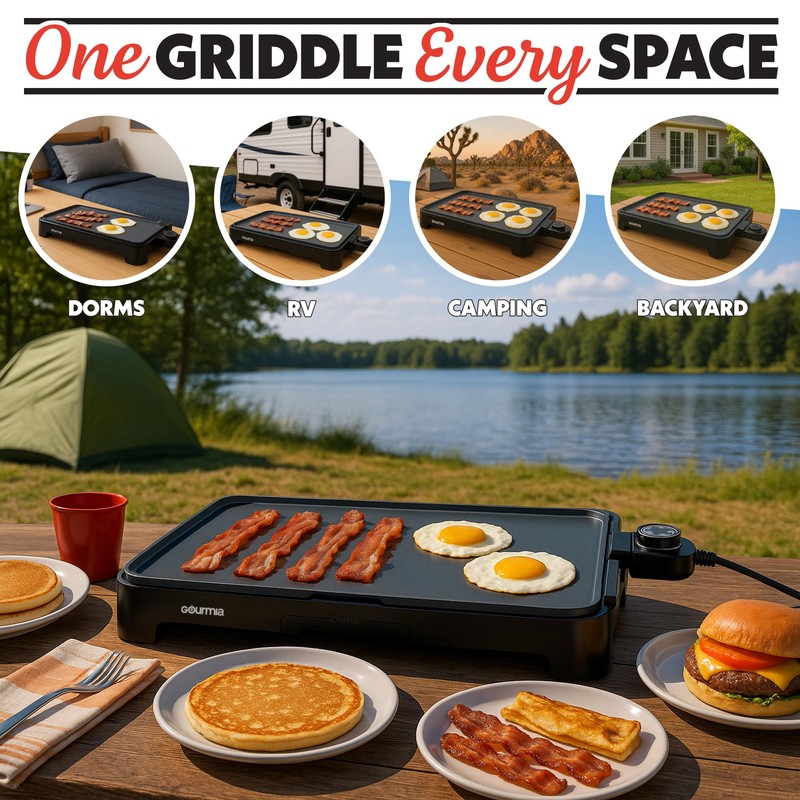 Gourmia 22 Inch XL Electric Griddle Pan - Nonstick Extra