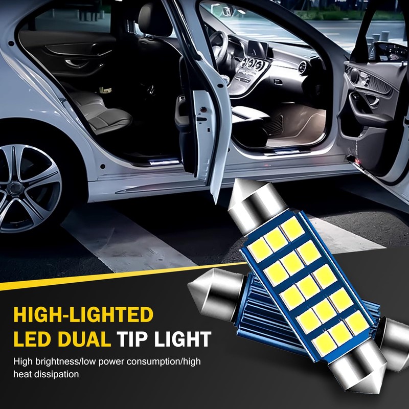 SLIMI 4 PCS Car Licence Plate Light, 6500K 2835 Chipset