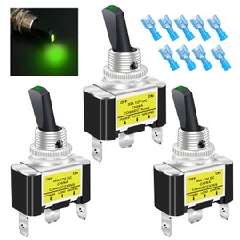 Twidec/3Pcs Rocker Lighted Toggle Switch 30A 12V DC SPST ON/Off 3Pin Car Automotive Boat with Green LED Illuminated Light