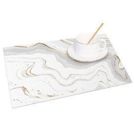 MIRRORANG Luxury Gold Marble Placemats Set of 4 45x30cm Gray Gold Design Place Mats for Kitchen Dining Room Table Mats Home Decor