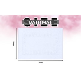 Symphony Non Slip Bath Mat Set 4 Pcs - Bathroom Mat & Shower Mat Anti Mould Machine Washable Bathroom Rug, Toilet Mat - Water Absorbent, Quick Drying & Hygienic (50 X 70 Cm) - White