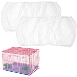 2 Stück Vogelkäfig Abdeckung, Verstellbarer Vogelkäfig Netz, Vogelkäfig Samenfänger, für Käfige mit einem Umfang von 170-200cm, Weiß