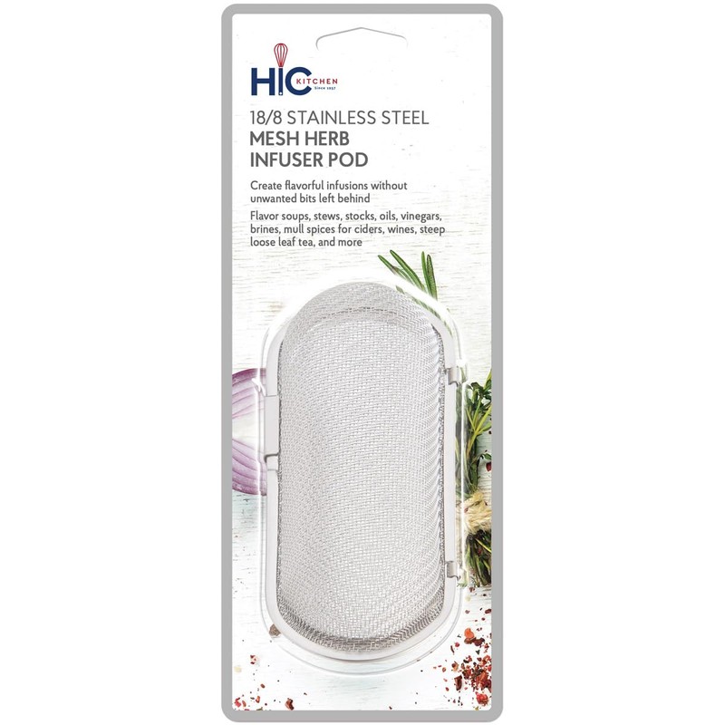 HIC Kitchen Herb Infuser Pod, 18/8 Stainless Steel Mesh, For