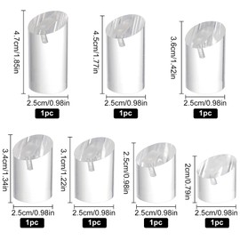 FINGERINSPIRE 7 Pieces Clear Acrylic Ring Display Stand Column Ring Display Holder Ring Display Holder Jewellery Organiser for Trade Show Display Diameter 25 mm (7 Heights 20~47 mm)