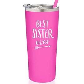 SassyCups Best Sister Ever Tumbler | 22 Ounce Engraved Mint Stainless Steel Vacuum Insulated Travel Mug with Sliding Lid and Straw | Sister Bday Presents | For Sister Birthday | Sister Tumbler Cup