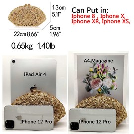 Dazzling Champagne Flower Women Crystal Clutch Evening Bag Wedding Party Diamond Handbag and Purse Small