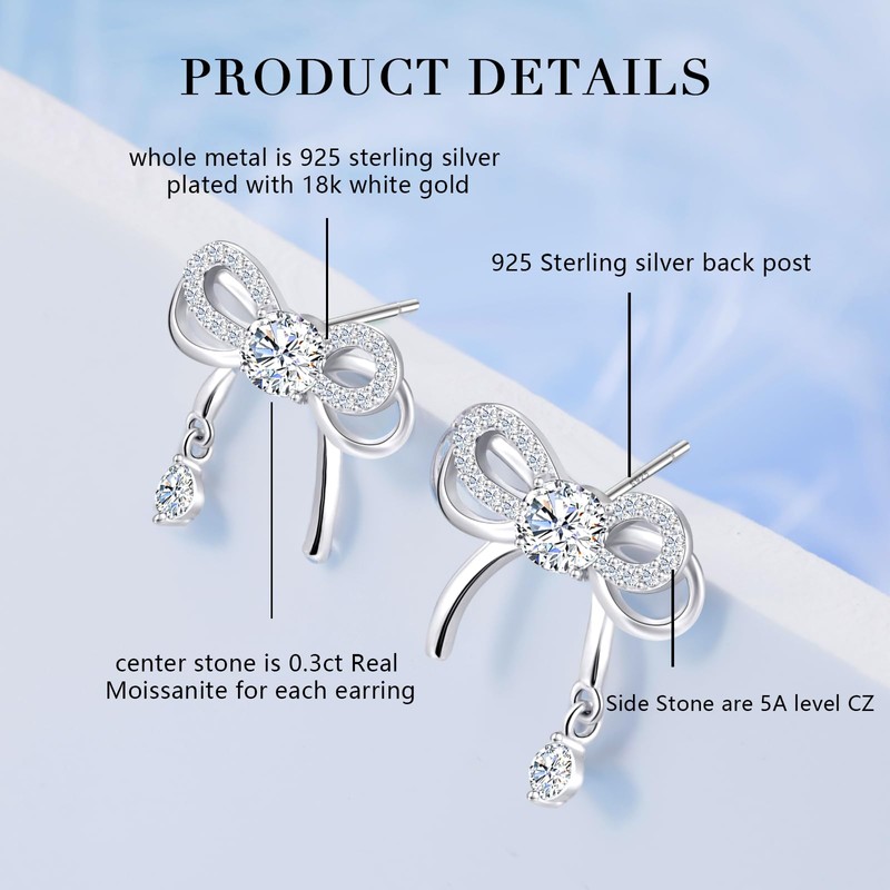 Diamond Moissanite Earrings For Women Silver Dangle Earrings Diamond Stud