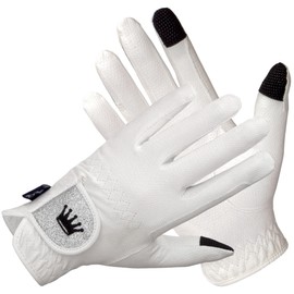 Equestrian Queen - Functional Women's Riding Gloves with Touchscreen Compatibility, Non-Slip Grip and Elegant Design - Perfect for Equestrian Sports - for Women and Girls - Bali (White, S)