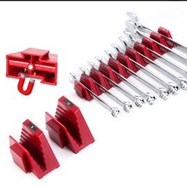 40PCS Adjustable Magnetic Module Wrench Organizer for Tool Drawer Storage - Wrench Holder with Metric & SAE Labels, Tool Organizer | Replaces Wrench Rolls(Red)