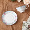 fanquare 6.8 oz Pink Floral Bone China Cup and Saucer