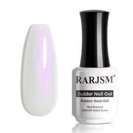 RARJSM Gel Builder Nail Polish Pearl White Purple Glitter Hard Gel in a Bottle Mermaid Shell Pearlescent Thick Extension Structure Gel for Nails 15ml Soak Off Curing Requires Salon Home DIY Use