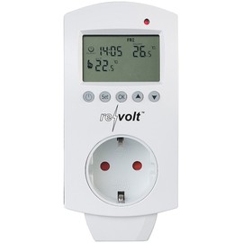 revolt Thermostat Switch: Set of 2 Digital Socket Thermostats for Air Conditioners, 3,680 Watt (Thermostat with Remote Sensor, Thermostat Switch Sockets)