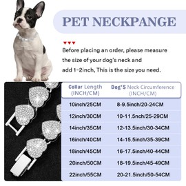 Silver Dog Chain Collar Heart Necklace Diamond Cuban Link Dog Collar Cat Necklaces Metal Cat Chains Pet Crystal Collars Jewelry Accessories for Dogs Cats(10inch)