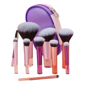 Set 10 Brochas Maquillaje Profesional Fibra Sintética .