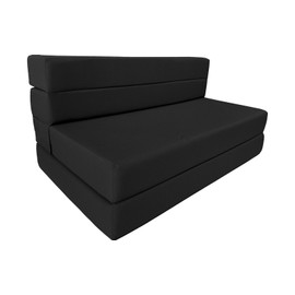 Danfuton Twin Lounger Folding Foam Mattress, Flip Sofa Bed Sit Sleep 6x39x80 Black