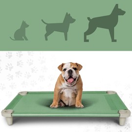 Acrimet Cooling Elevated Pet Dog Bed, Washable and Breathable Mesh Cot, Stainless Steel Frame, Indoor & Outdoor Use, fits Dogs up to 110 lbs (Size: 40” x 24”), Green, 1 Unit