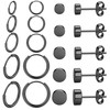 PATISORNA 10 Pairs Men Earrings Silver Black Studs for Men