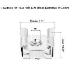 QUARKZMAN M4 x 0.7mm Cage Nut 50pcs Snap In Cage Nuts Carbon Steel Zinc Plated Metric Nut for Server Rack Cabinet Silver