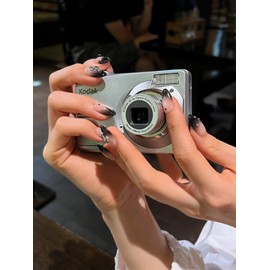 Chrome Black Handmade Nail Tips - Long Nose Pin / 크롬 블랙 수제네일팁 - 롱코핀