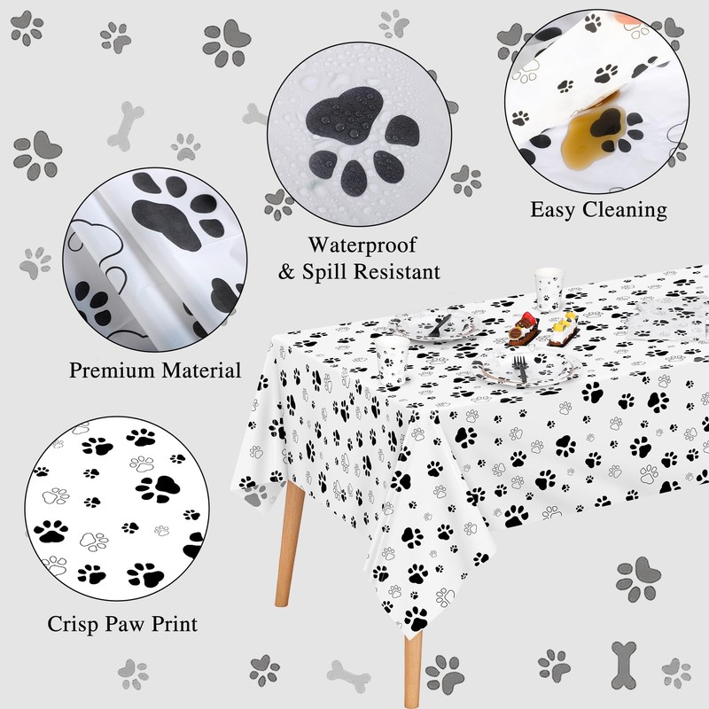 Kochorie 121 Pieces Black Dog Paw Print Party Supplies Tableware