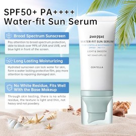 Protector Solar Centella Spf 50+ Pa++++, 50 Ml. Protector Solar Coreano Con Niacinamida Para Rostro Y Cuerpo. Sérum Solar Suave Y Acuoso Para Piel Gra