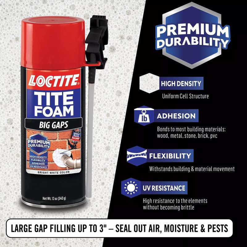 Loctite Tite Foam Big Gaps White Insulating Foam Sealant, 12