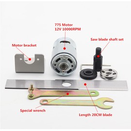 DC 12-24V 775 Motor with Lawn Mower Set Manganese Steel Blade & Mounting Bracket High Speed 775 DC Motor for DIY Garden Tool (12V5000RPM)