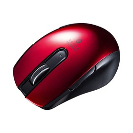 Sanwa Supply MA-BTBL171R Bluetooth 4.0 Mouse, BlueLED, 5 Buttons, Symmetrical, 1600 dpi (2 Stage Switching), Small, Red