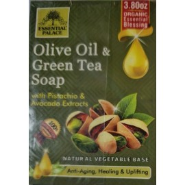Essential 3 Organic Olive Oil & Green Tea Soap Anti-Aging Healing & Vegetable Base 3.80 OZ