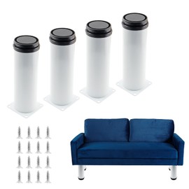 Bivethoi Adjustable Cabinet Legs Set of 4, 6 Inch / 150mm Sofa Legs Replacement Furniture Feet, Stainless Steel Vanity Legs Couch Foot Metal Dresser Legs for Shelf Futon Coffee Table (White)