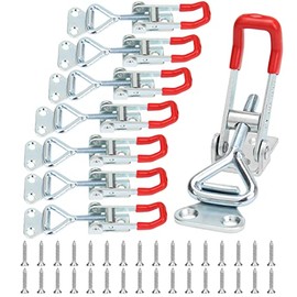 Powlankou 8 Pieces Adjustable Toggle Clamps, Heavy Duty Toggle Latch Clamps, Pull Latches for Doors, Cabinets, Wooden Boxes, 150Kg 330Lbs Holding Capacity with Screws
