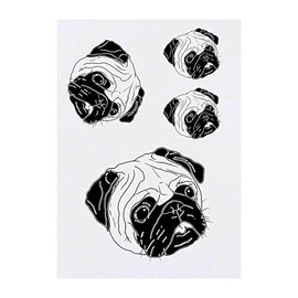 4 x 'Pug Face' Temporary Tattoos (TO00046345)