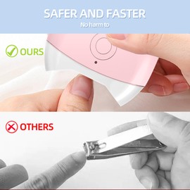 Electric Nail Clippers, Automatic Nail Clipper with 2 Adjustable Speeds, Cordless Rechargeable Fingernail Cutter with LED Light, Safety Electric Nail Trimmer for Adults, Children and Elders, Pink