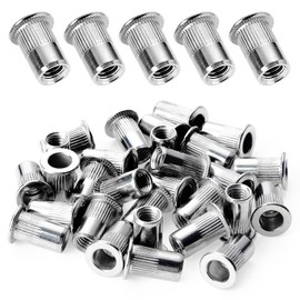 Hsemall 150 pieces rivet nuts M4, flat head threaded rivets, blind rivet nuts, rivet nut for metal, plastic, stainless steel rivet nut