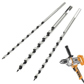 3 Pcs Long Wood Drill Bits Set Woodworking Drill Bit Sets Auger Drill Bit for Wood Hexagonal Auger Bit 6mm/8mm/ 10mm*230mm for Wood Block Brick Tile and Plastic