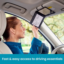 High Road Car Registration and Insurance Card Holder for Sun Visor, Glove Box or Console with 2 Clear Hidden Car Document Pockets