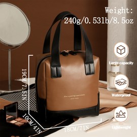 Zuckerwürfelförmig Kosmetiktasche für Damen Mädchen Reise - PU Leder Schminktasche mit Reißverschluss/Wasserdichtes Organizer für Makeup-Pinsel&Nagellack/Kulturtasche für Handtasche