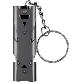 Whistle emergency safety survival whistle with lanyard keychain high pitch double tubes coyote whistle for hiking camping hunting boating rescue signal whistle lifeguard - Color: 1Grey, Size: Default