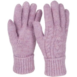 styleBREAKER Women's Knitted Gloves with Cable Knit Pattern, Warm Winter Finger Gloves, Versatile Colours 09010051, Lilac mottled