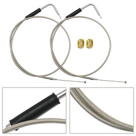Newnessai 56579-02A Stainless Steel Throttle and Idle Cable Set, Replacement for Harley-Davidson FXST FLST 1996-UP, FLT 1996-2007, XL 1996-UP, Replaces 56579-02A