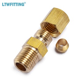 LTWFITTING Brass 3/16-Inch OD x 1/8-Inch Male NPT Compression Connector Fitting(Pack of 5)