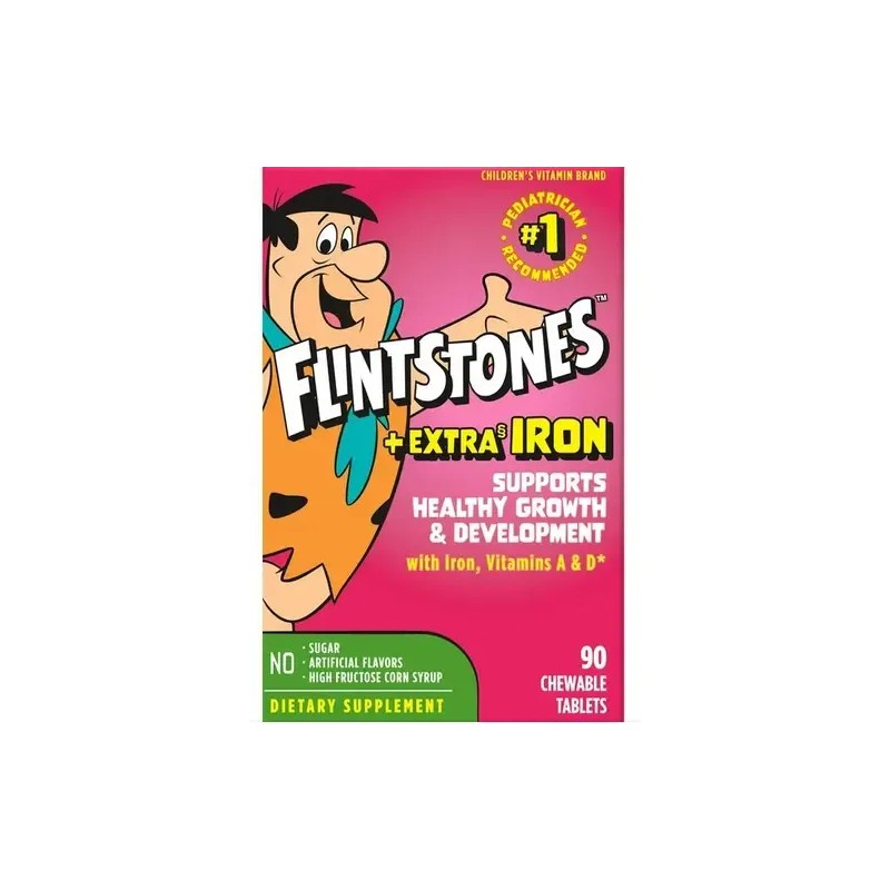 Multivitaminas Extra Hierro Para Niños Flintstones 90tab Sabor Frutas