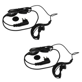 HQRP 2-Pack External Ear Loop 2-Pin Headset with Push-to-Talk Microphone Compatible with Motorola GTI, GTX, LTS-2000, VL-130, PMR-446, ECP-100, PR-400, Mag One BPR-40, EP-450, AU-1200, AV-1200