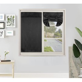 PI French Door Curtain 2 Panels,Privacy Tie up Shade Thermal Insulated Window Curtain for Classroom/Sliding Door/Front Door (W30XL40,Black)