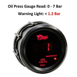 MOCNT Car Oil Pressure Gauge 2 Inch 52 mm Oil Pressure Gauge Display Bar Oil Pressure Tester Display Red Light Digital Display Oil Pressure Gauge Oil Press Gauge Smoke Len Universal with Sensor