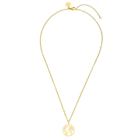 Purelei® World Map Necklace (Gold and Rose Gold) with Pendant (40 cm Length), Stainless Steel